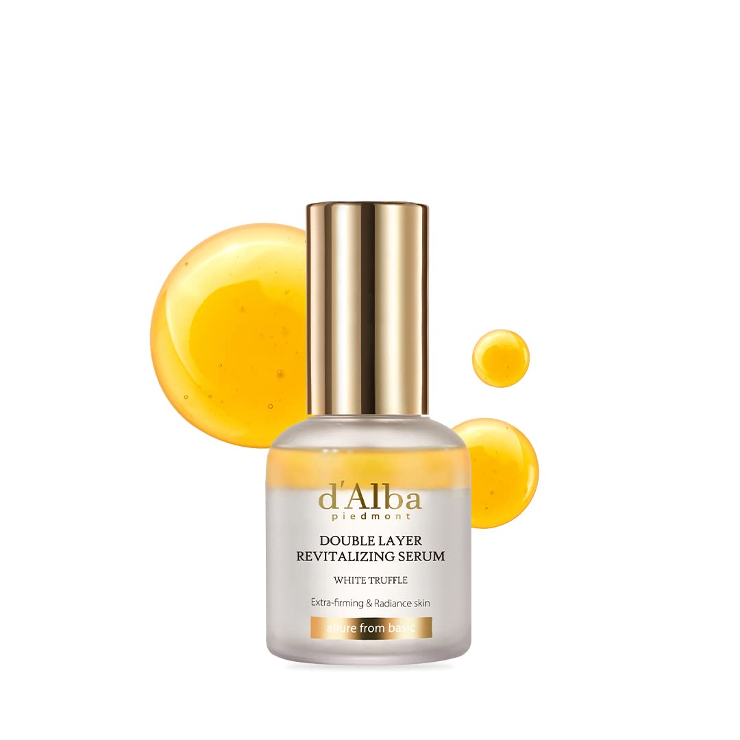 dalba Piedmont Italian White Truffle Double Layer Revitalizing Serum 100hr Hydration Hyaluronic Acid and Centella Asiatica Skin Firming and Tightening Long-lasting Korean Skin Care (1.01 fl.oz)